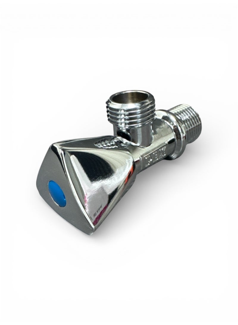 PEX Brass Angle Valve 1/2” x 1/2” with Tricorn Handle – Chrome Finish - Image 1
